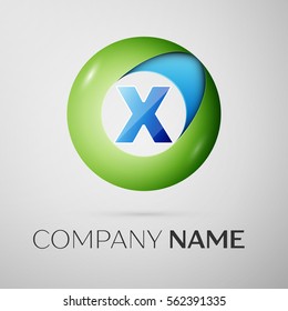 Letter X vector logo symbol in the colorful circle on grey background. Vector template for your design