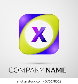 Letter X vector logo symbol in the colorful square on grey background. Vector template for your design