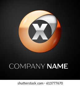 Letter X vector logo symbol in the colorful circle on black background. Vector template for your design