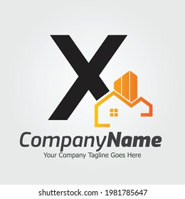 Plantilla de logotipo vectorial de carta X, logotipo de letra colorida X, inmobiliario, logotipo de construcción y diseño de la plantilla de vectores