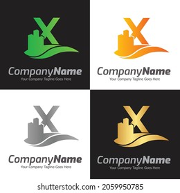 Letter X vector logo template, Colorful Letter X logo, Real Estate, Building and Construction Logo Design Template Vector Icon