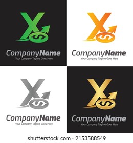 Plantilla para el logotipo del vector de la letra X, logotipo de la letra colorida X, logotipo de la empresa financiera, icono de la plantilla de diseño de los asesores del instituto financiero