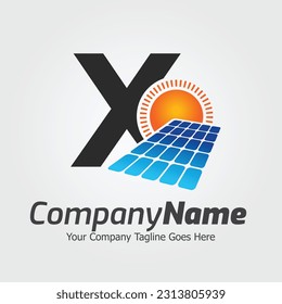 Letter X vector logo template, Colorful Letter X logo, Solar power logo design,  Solar panel logo, Renewable energy, Solar energy brand