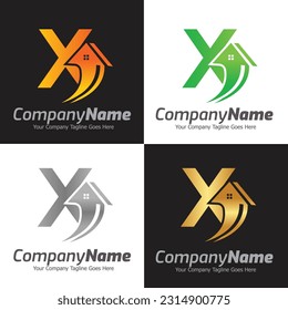 Letter X vector logo template, Colorful Letter X logo, Real Estate, Building and Construction Logo Design Template Vector Icon