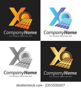 Letter X vector logo template, Colorful Letter X logo, Solar power logo design,  Solar panel logo, Renewable energy, Solar energy brand