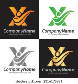 Plantilla para el logotipo del vector de la letra X, logotipo de la letra colorida X, logotipo de la empresa financiera, icono de la plantilla de diseño de los asesores del instituto financiero