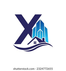 Letter X vector logo template, Colorful Letter X logo, Real Estate, Building and Construction Logo Design Template Vector Icon