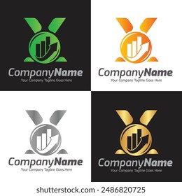 Letter X vector logo template, Colorful Letter X logo, Financial Company Logo, Financial Institute Advisors Logo Design Template Vector Icon