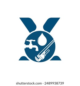 Letter X vector logo template, Colorful Letter X logo, Modern Plumbing Services Logo Design