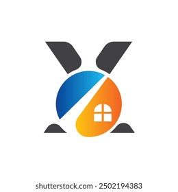 Letter X vector logo template, Colorful Letter X logo, Real Estate, Building and Construction Logo Design Template Vector Icon