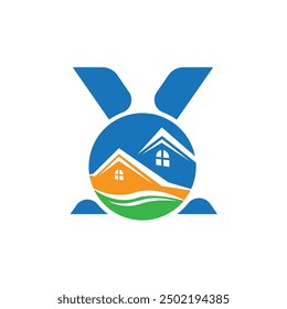 Letter X vector logo template, Colorful Letter X logo, Real Estate, Building and Construction Logo Design Template Vector Icon