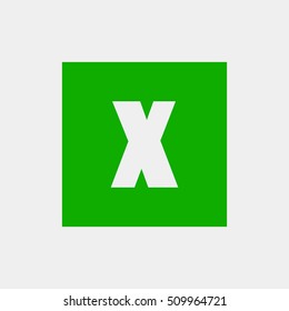 Letter X vector, logo. Useful as branding symbol, identity, alphabet element, square app icon, clip art and illustration.