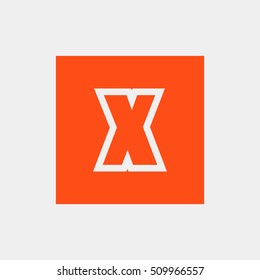 Letter X vector, logo. Useful as branding symbol, identity, alphabet element, square app icon, clip art and illustration.