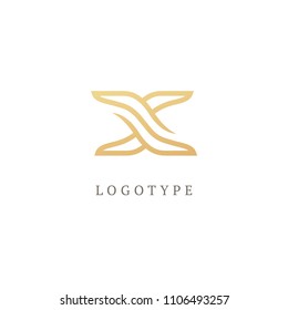 Letter X vector logo. Vintage Insignia and Logotype. Business sign, badge initials. Monogram design elements, graceful template. Calligraphic elegant logo design. X logo line art monogram.