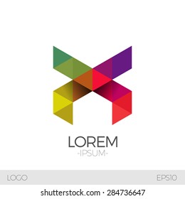 Letter X Vector Origami Logo icon. Colorful Abstract Design template element logo icon
