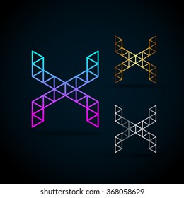 Letter X Vector Origami Logo with sample text for your company