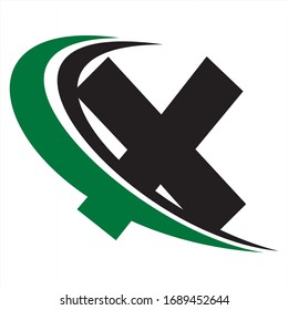 Letter X vector sign. Hand Ok symbol icon. Negative space idea logotype. Bunny rabbit logo design template.