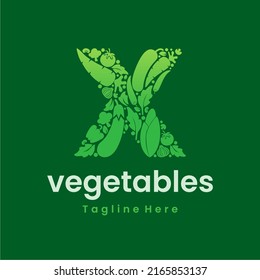 Letter X Vegetables Logo Vector