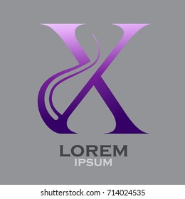 Letter X, violet letters