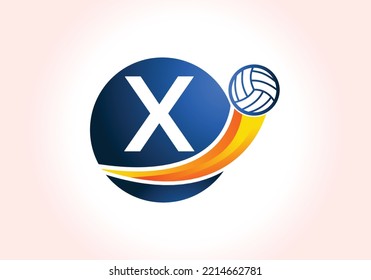 Letter X Volleyball Logo Design For Volleyball Club Symbol Vector Template. Volleyball Sign Template Design.