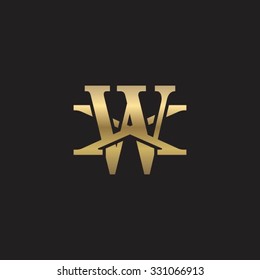 letter X and W monogram golden logo