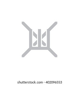 letter X and W monogram logo gray