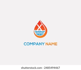 Letter X water drop logo icon design template elements vector.