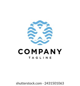 Icono del logotipo de la onda de agua de la letra X template.eps