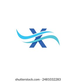 Letter X Wave Flowing Business Icon Design Creative Logo