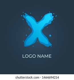 Letter X wave logo isolated. Alphabet vector image
