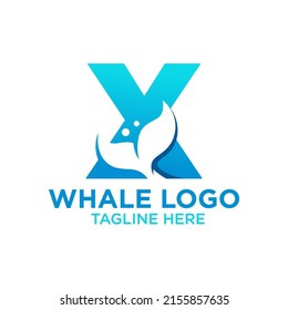 Letter X Whale Logo Design Template Inspiration, Vector Illustration.