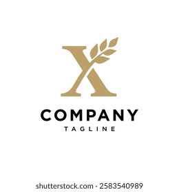 Letter X Wheat Logo Icon Vector
