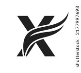 Letter X Wing Logo Design. Transportation Logo Letter X and Wings Concept