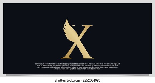 Diseño del logotipo de las alas de las letras X concepto simple Vector Premium