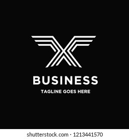 letter X and wings logo icon vector