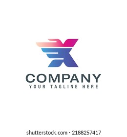Letter X and wings logo template. Vector illustration of eagle wings design element.