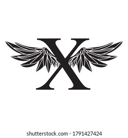 Letter X with Wings logo vector design