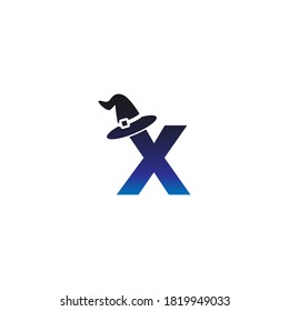 Letter X witch hat concept design Illustrator