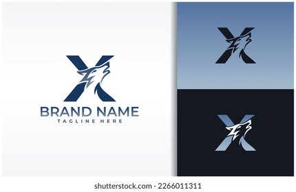 Letter X Wolf Logo Vector