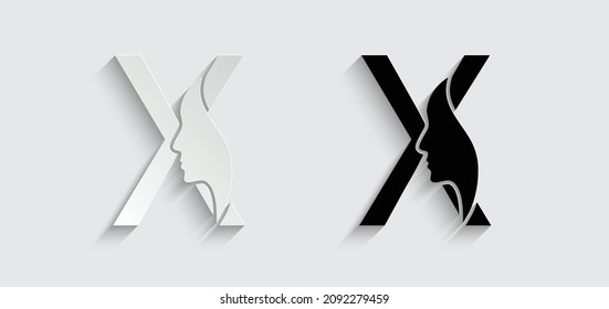 letter X woman face vector template logo beauty salon 