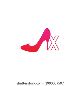 Letter X with Women shoe, high heel logo icon design vector template