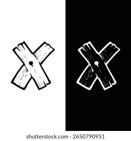 Letra X madeira carpintaria ícone de logotipo Vetor de estoque.
