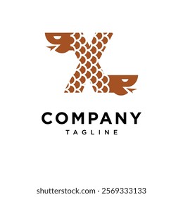 Letter X Wood Snake Logo Icon vector