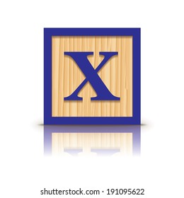 Letter X wooden alphabet block - vector illustration