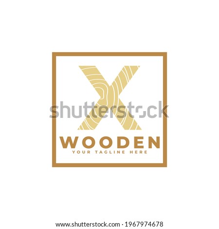 Letter X with Wooden Texture and Square Shape Logo. Usable for Business, Architecture, Real Estate, Construction and Building Logos