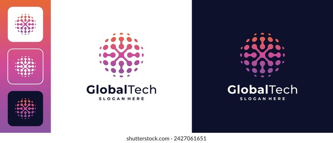 Letter X World tech logo design template