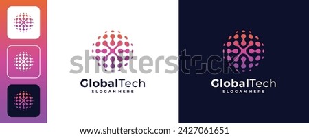 Letter X World tech logo design template