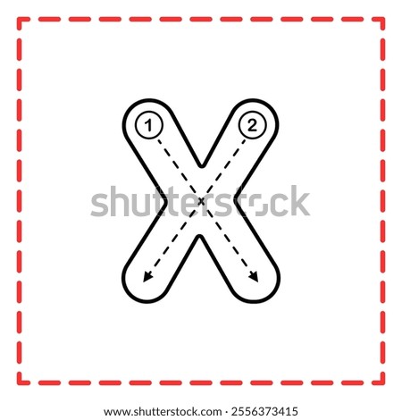letter X for writing practice. Alphabet tracing is good for practicing children writing letters.