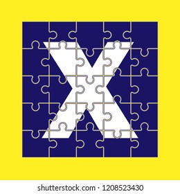 letter X is written on the puzzle pieces