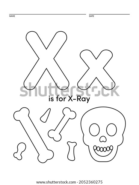 Letter X Xray Alphabet Learning Worksheet Stock Vector (Royalty Free ...